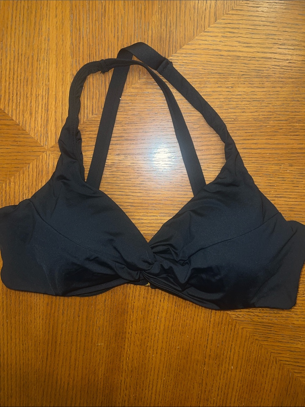Black Halter Bikini Top size 10 with Twist Front - Women’s Bikini top B28